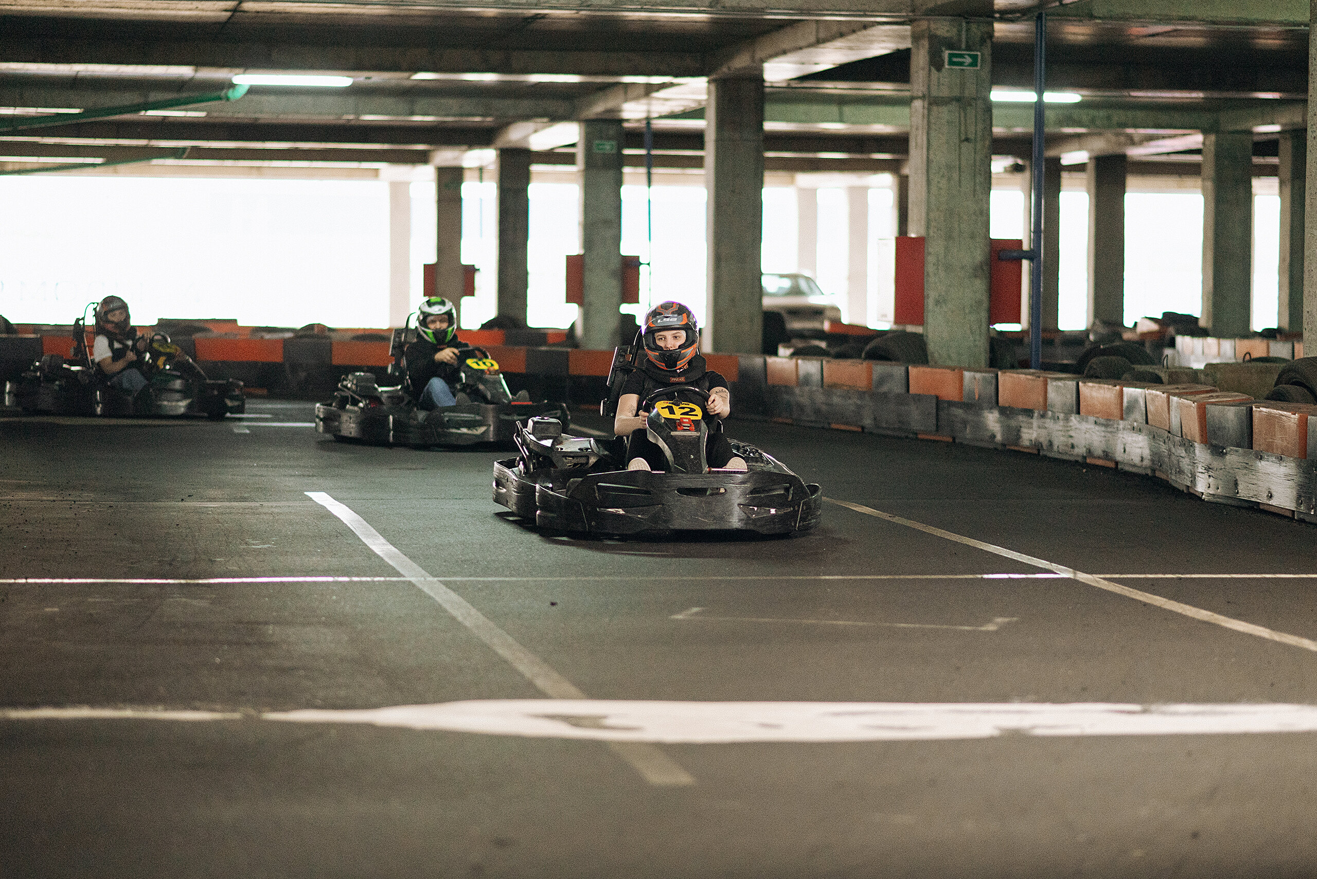 TurboLap Karting center with dynamic track, racing karts and guest lounge
